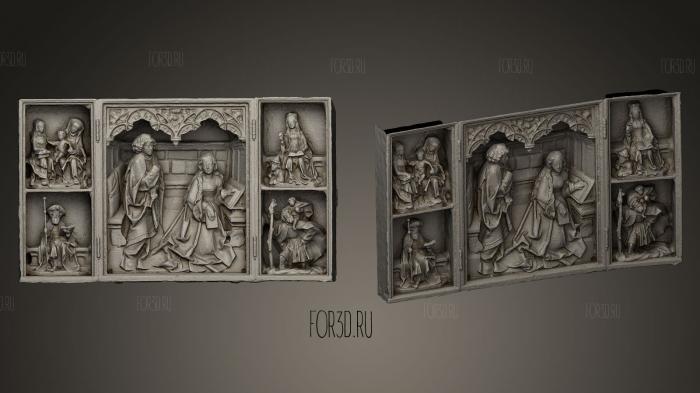 Small triptych 3d stl модель для ЧПУ